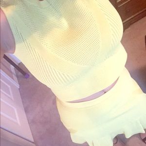 Yellow knit two piece set